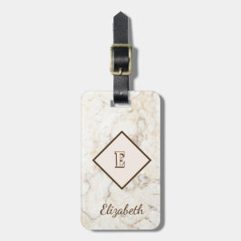 Etiqueta De Bagagem Textura Marble Trendy, Monograma Personalizada