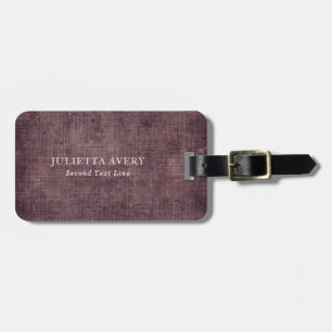 Etiqueta De Bagagem Textura russa de linho de vinho púrpura