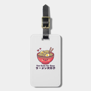 Etiqueta De Bagagem Tigela de Ramen Vermelho Kawaii