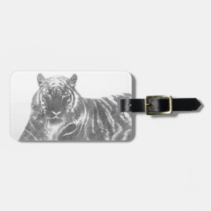 Etiqueta De Bagagem Tigre Preto e Branco