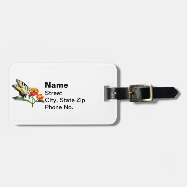 Etiqueta De Bagagem Tigre Swallowtail em Lantanas (Frente Horizontal)