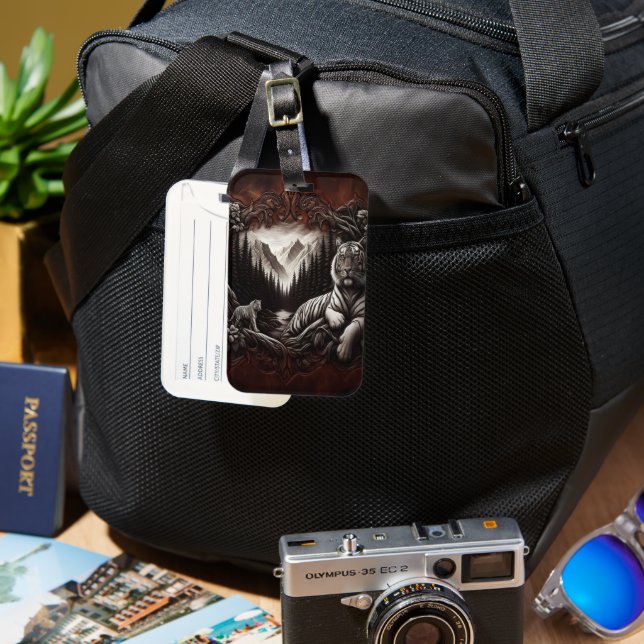 Etiqueta De Bagagem Tigres brancos no Vale da Montanha (Frente e Verso)