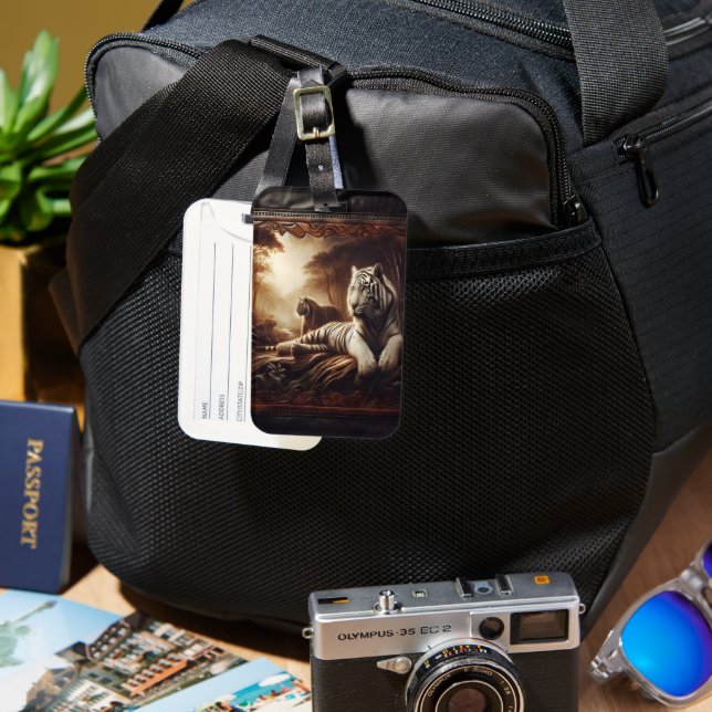 Etiqueta De Bagagem Tigres Brancos Nos Sundarbanos (Frente e Verso)