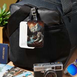 Etiqueta De Bagagem Tigres Brancos Pelo Rio