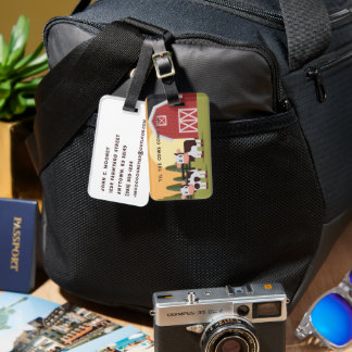 Etiqueta De Bagagem Til the Cows Come Home Two Cows Red Barn Sunrise