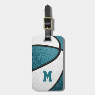 Etiqueta De Bagagem time branco teal cores basquete personalizado
