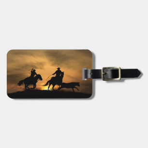 Etiqueta De Bagagem Time Roping Cowboys e Steer