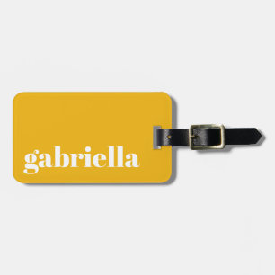 Etiqueta De Bagagem Tipografia Amarela Bonita Personalizada Nome