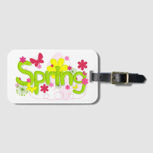 Etiqueta De Bagagem Tipografia de Jardim de Primavera Flores Borboleta