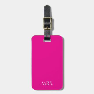 Etiqueta De Bagagem Tipografia Minimalista Rosa “Mrs”