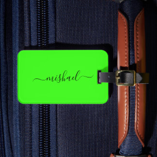 Etiqueta De Bagagem Tipografia Neon Green, Personalizar