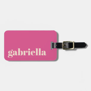 Etiqueta De Bagagem Tipografia Personalizada de Nome em Rosa Quente e
