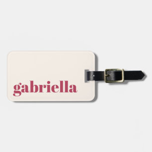 Etiqueta De Bagagem Tipografia Personalizada Simples Magenta Negrito N