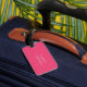 Etiqueta De Bagagem Tipografia Tag Turquoise Moderna Pink Traveler Bag (Back Insitu 3)