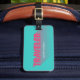 Etiqueta De Bagagem Tipografia Tag Turquoise Moderna Pink Traveler Bag (Front Insitu 2)