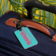 Etiqueta De Bagagem Tipografia Tag Turquoise Moderna Pink Traveler Bag (Front Insitu 1)