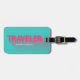 Etiqueta De Bagagem Tipografia Tag Turquoise Moderna Pink Traveler Bag (Frente Horizontal)