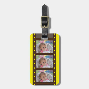 Etiqueta De Bagagem Tira de Filme Retro de Foto Personalizada Amarela