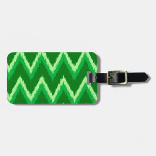 Etiqueta De Bagagem Tiras Ikat Chevron - Pinho e Verde limão
