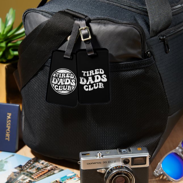 Etiqueta De Bagagem Tired Pais Club Funny (Frente e verso)