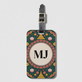 Etiqueta De Bagagem Título: Floral Personalizado Inicial de Viagem Tai