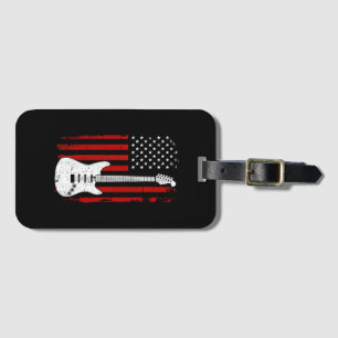 Etiqueta De Bagagem Toca Música Bandeira Americana dos EUA Violão Guit