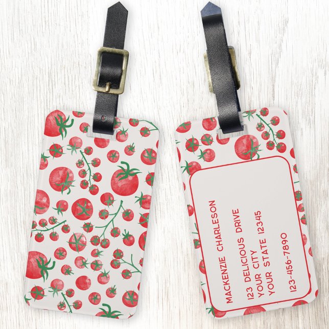 Etiqueta De Bagagem Tomate Watercolor (Fun tomato watercolor personalized luggage tag)