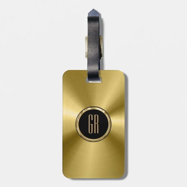 Etiqueta De Bagagem Tons Dourados metálicos aspecto de aço inoxidável (Traseira Vertical)