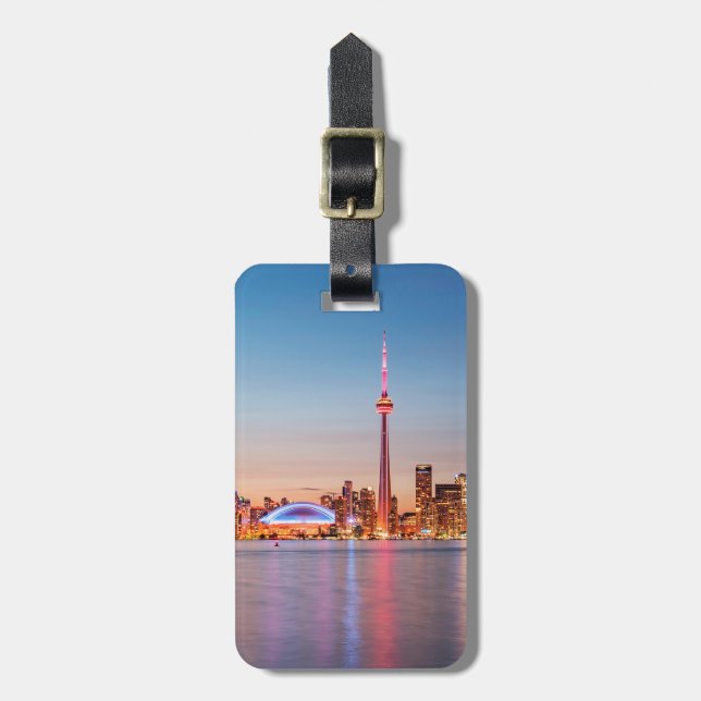 Etiqueta De Bagagem Toronto Skyline no Sunset (Frente Vertical)