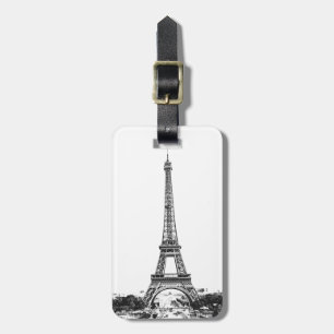 Etiqueta De Bagagem Torre Eiffel preto e branco