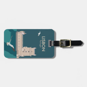Etiqueta De Bagagem Torre Lisboa de Belem no estilo do poster vintage