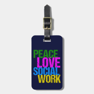 Etiqueta De Bagagem Trabalho social do amor da paz