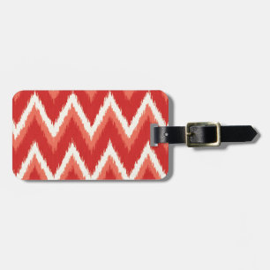 Etiqueta De Bagagem Traços Ikat Chevron - Laranja e Branco