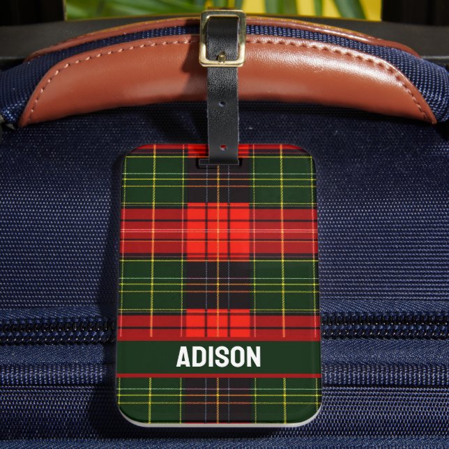 Etiqueta De Bagagem Traditional Holiday Plaid (Frente Insitu 2)