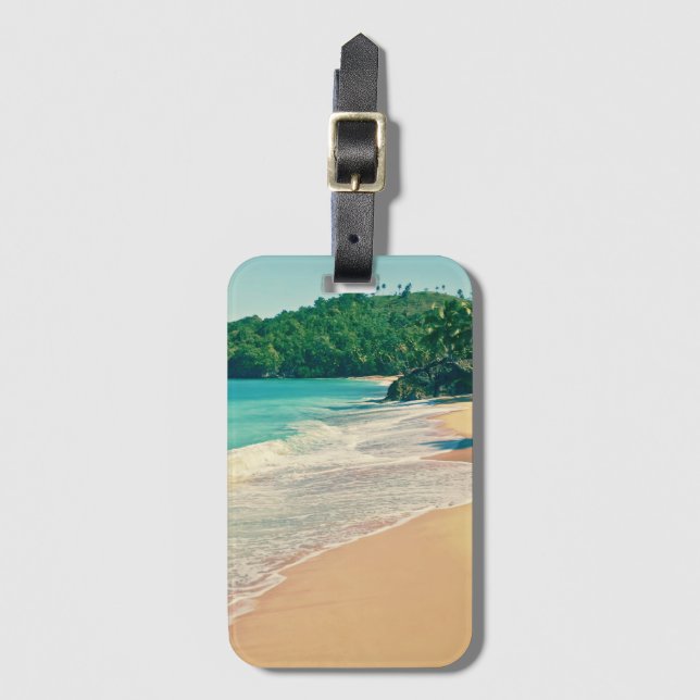 Etiqueta De Bagagem Tranquil Tropical Island Beach (Frente Vertical)
