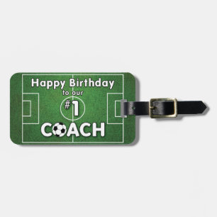 Etiqueta De Bagagem Treinador Aniversário com Grass Field e Ball