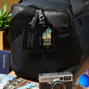 Etiqueta De Bagagem Trekking and Caminking Outdoor Vintage Forest Desi