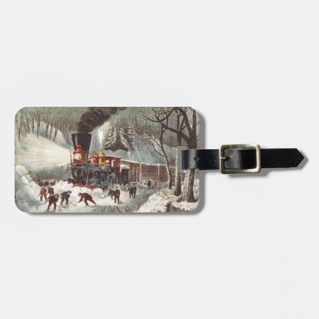 Etiqueta De Bagagem Trem da neve do T (Frente Horizontal)