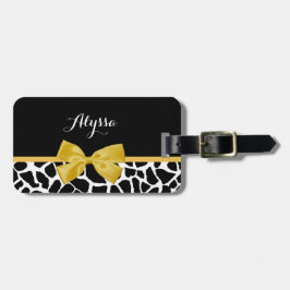 Etiqueta De Bagagem Trendy Giraffe Impressão Ouro Amarelo Arco com Nom