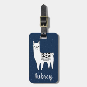 Etiqueta De Bagagem Trendy Llama Sketch e pontos brancos Personaliza