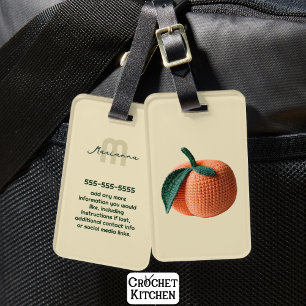 Etiqueta De Bagagem Trendy Minimal Modern Amigurumi Crochet Peach