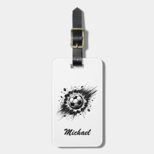 Etiqueta De Bagagem Trendy Modern Soccer Ball Breaking Wall Futebol