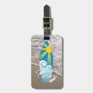 Etiqueta De Bagagem Trendy Ocean Surfboard Graphic Beach