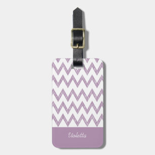 Etiqueta De Bagagem Trendy Pencil Purple Chevron Zigzags Com Nome