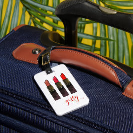 Etiqueta De Bagagem Trendy Red Lipstick Trio Girly Lucía Tag