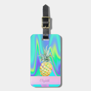 Etiqueta De Bagagem Trendy Stripe Pineapple Holographic