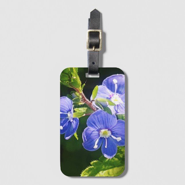 Etiqueta De Bagagem Três Flores Azuis (Frente Vertical)