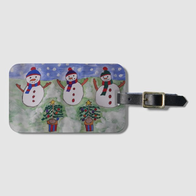 Etiqueta De Bagagem Três Neves de Natal (Frente Horizontal)