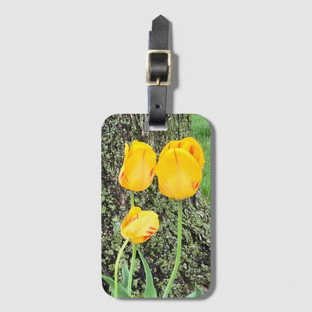 Etiqueta De Bagagem Três Tulipas Amarelas / (Frente Vertical)