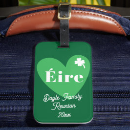 Etiqueta De Bagagem Trevo de Quatro Folhas Verde Coração Éire Irlanda